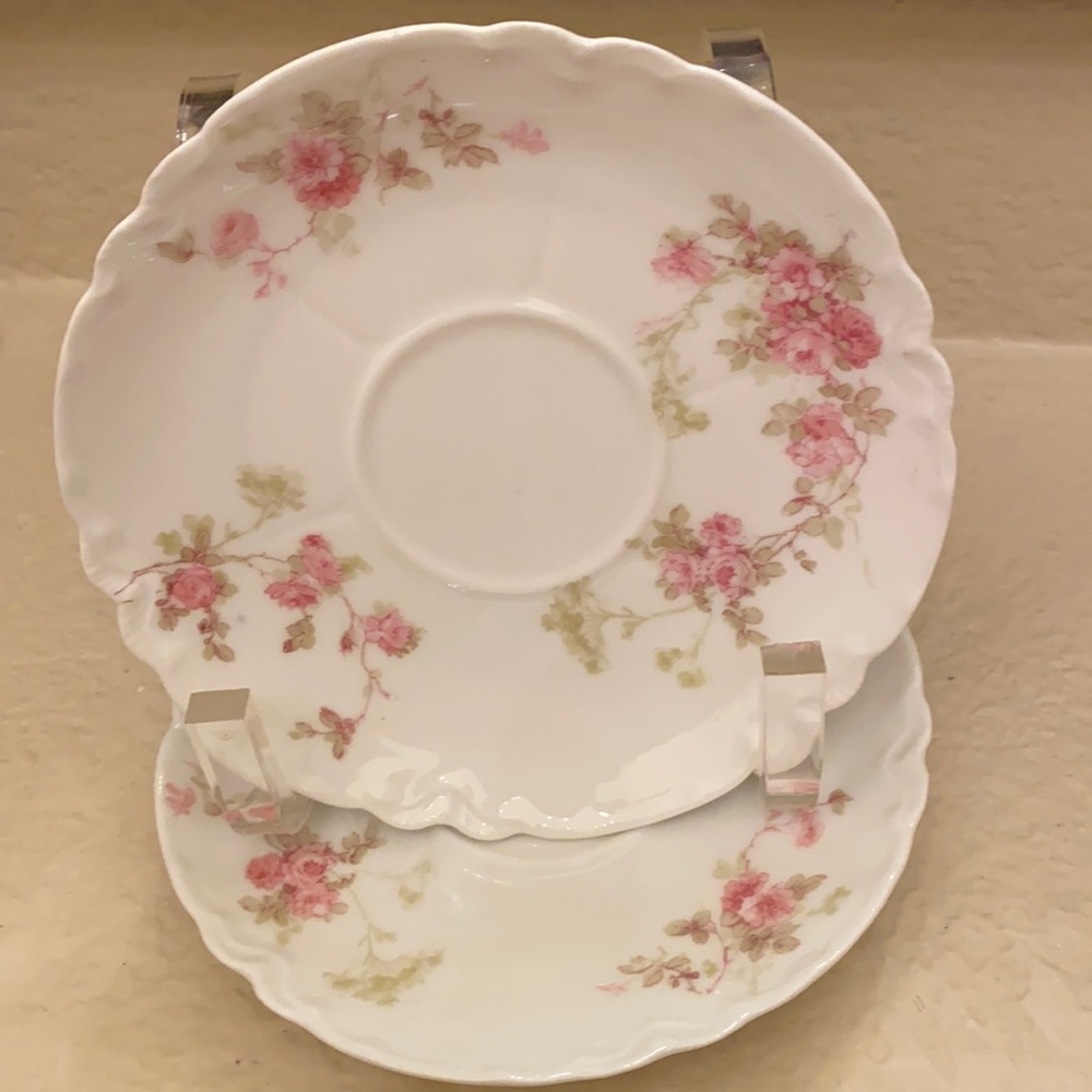 Vintage Haviland & Co Limoges lot of 2 pink flower saucers
